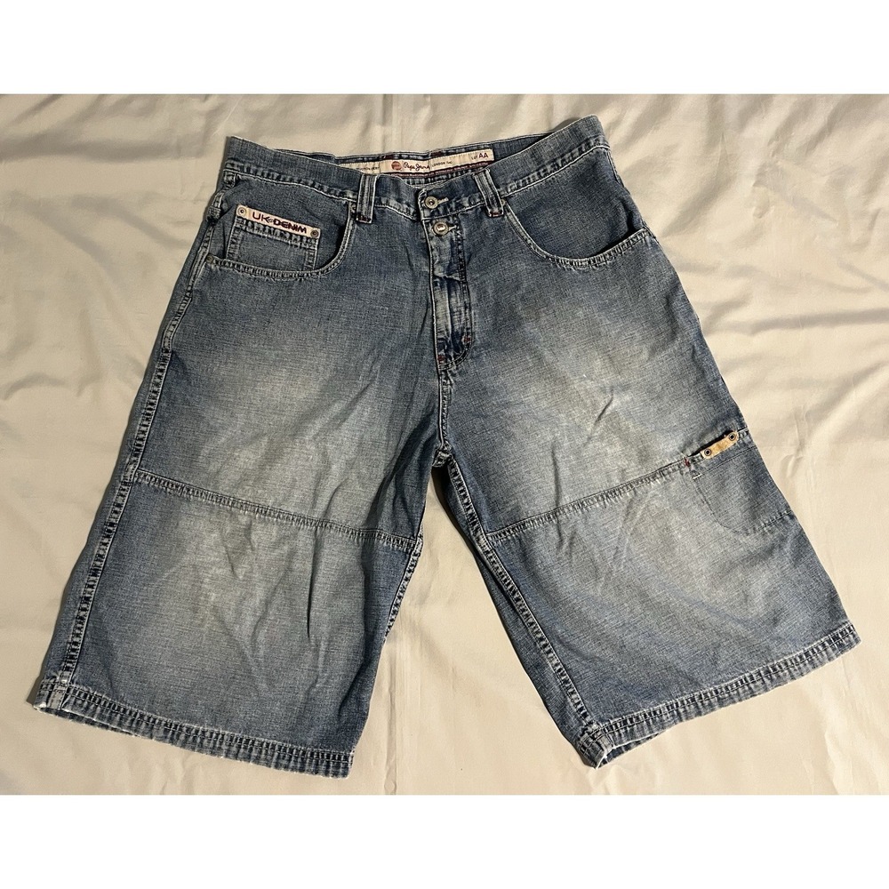 Vintage Pepe Jean Shorts Denim Carpenter Y2K Baggy Skater Blue 38 - Picture 2 of 16